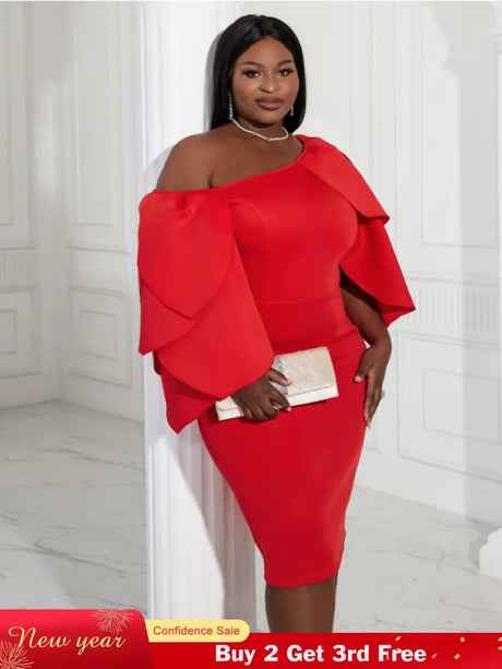 AOMEI Sexy Bodycon Cascading Ruffles Sleeves Birthday Party Dresses