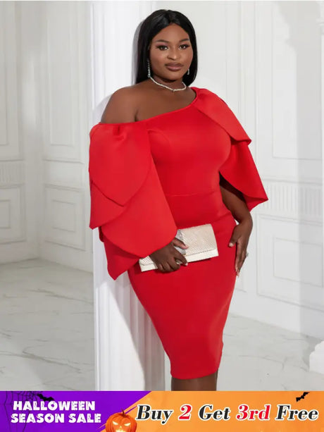 AOMEI Sexy Bodycon Cascading Ruffles Sleeves Birthday Party Dresses
