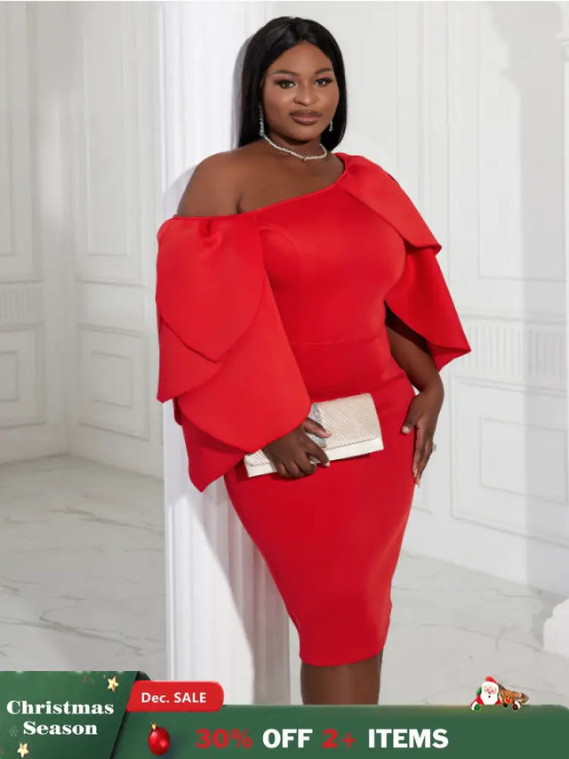 AOMEI Sexy Bodycon Cascading Ruffles Sleeves Birthday Party Dresses