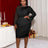 AOMEI Sexy Long Sleeve Bead Mesh Patchwork Dress Black / S