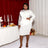 AOMEI Sexy Long Sleeve Bead Mesh Patchwork Dress White / S