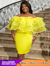 AOMEI Sexy Party Dresses Mini Off Shoulder Ruffles Package Hip for Women Elegant Classy