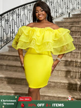 AOMEI Sexy Party Dresses Mini Off Shoulder Ruffles Package Hip for Women Elegant Classy