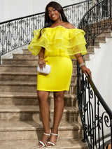 AOMEI Sexy Party Dresses Mini Off Shoulder Ruffles Package Hip for Women Elegant Classy