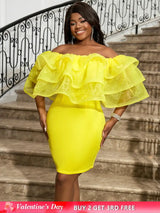 AOMEI Sexy Party Dresses Mini Off Shoulder Ruffles Package Hip for Women Elegant Classy