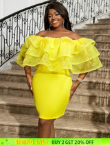 AOMEI Sexy Party Dresses Mini Off Shoulder Ruffles Package Hip for Women Elegant Classy