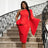 AOMEI Sexy Party Dresses One Shoulder Sleeves Flare Bodycon Occasion Gowns Red / S