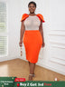 AOMEI Sexy See Through Beaded Midi Dress Orange / S
