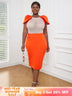 AOMEI Sexy See Through Beaded Midi Dress Orange / S