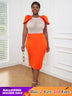 AOMEI Sexy See Through Beaded Midi Dress Orange / S
