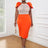 AOMEI Sexy See Through Beaded Midi Dress Orange / S
