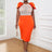 AOMEI Sexy See Through Beaded Midi Dress Orange / S