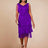 AOMEI Sexy V Neck Sleeveless Fringe Dress Mini Purple / S