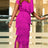 AOMEI Sexy V Neck Sleeveless Fringe Dress Mini Rose / S