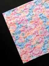 AOMEI Short Puff Sleeve Printed Lace Patchwork Dresses Maxi