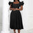 AOMEI Square Collar Ruffle Pleated Party Dresses Black / S
