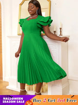 AOMEI Square Collar Ruffle Pleated Party Dresses
