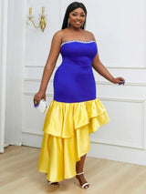 beading backless high waist dress