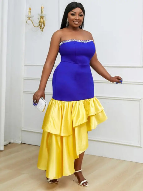 beading backless high waist dress