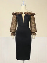 AOMEI Strapless Deep V Neck Pencil Dress Bodycon