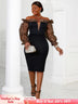 AOMEI Strapless Deep V Neck Pencil Dress Bodycon Black / S