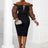 AOMEI Strapless Deep V Neck Pencil Dress Bodycon Black / S
