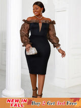 AOMEI Strapless Deep V Neck Pencil Dress Bodycon Black / S