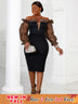 AOMEI Strapless Deep V Neck Pencil Dress Bodycon Black / S