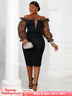 AOMEI Strapless Deep V Neck Pencil Dress Bodycon Black / S