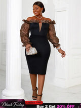 AOMEI Strapless Deep V Neck Pencil Dress Bodycon Black / S