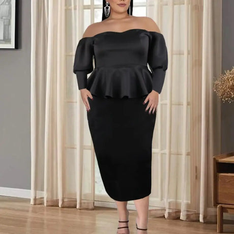 AOMEI Two Piece Set Ruffles Strapless Suits Black / S 2 piece set