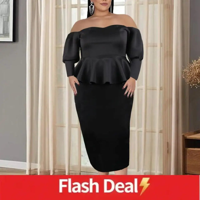 AOMEI Two Piece Set Ruffles Strapless Suits Black / S 2 piece set