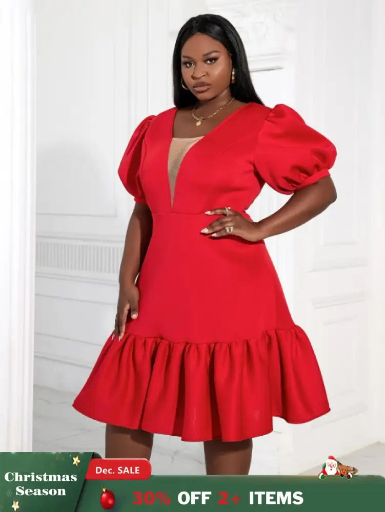 AOMEI Women A-Line Red Dress Party 2023 New