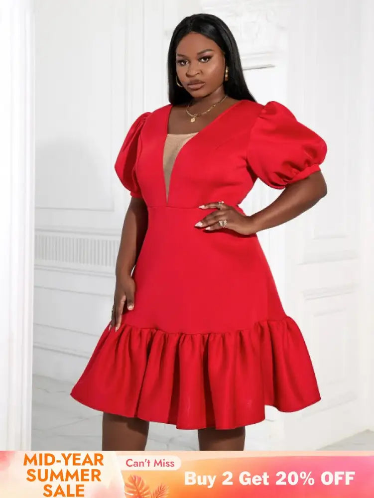 AOMEI Women A-Line Red Dress Party 2023 New