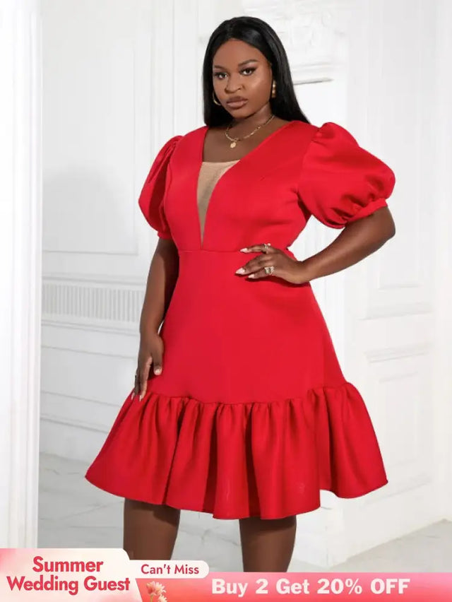 AOMEI Women A-Line Red Dress Party 2023 New