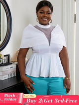 AOMEI Women High Neck See Through White Blouse