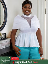 AOMEI Women High Neck See Through White Blouse