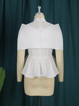 AOMEI Women High Neck See Through White Blouse