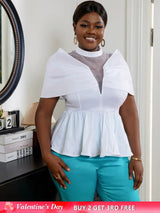 AOMEI Women High Neck See Through White Blouse