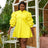 AOMEI Women Loose Yellow Ruffle Mini Dress Yellow / S