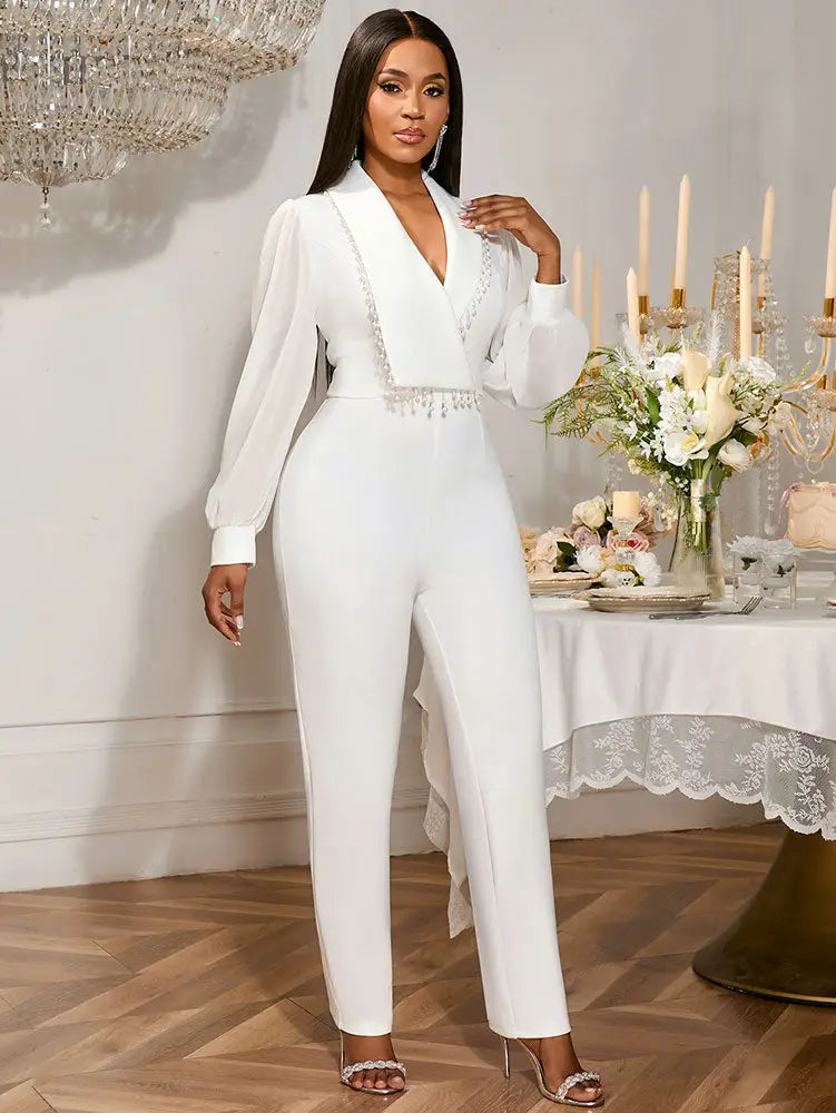 AOMEIDRESS 2025 Party Women Jumpsuit White Formal Elegant Office Wear