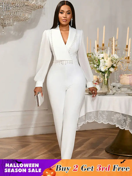 AOMEIDRESS 2025 Party Women Jumpsuit White Formal Elegant Office Wear White / S
