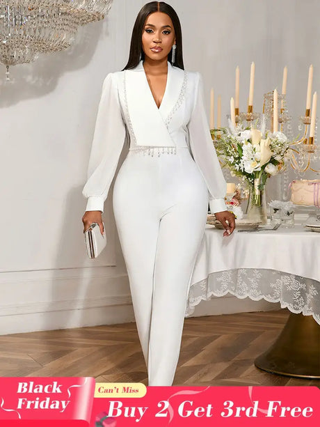 AOMEIDRESS 2025 Party Women Jumpsuit White Formal Elegant Office Wear White / S
