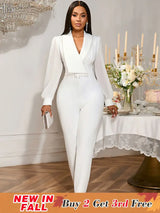 AOMEIDRESS 2025 Party Women Jumpsuit White Formal Elegant Office Wear White / S