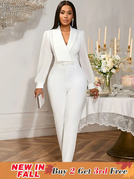 AOMEIDRESS 2025 Party Women Jumpsuit White Formal Elegant Office Wear White / S