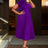 AOMEIDRESS 3D Flower One Shoulder Pleated Summer Cocktail Dress Purple / S