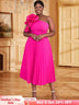 rose big flower one shoulder dress for women plus size pleated dress