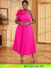 rose big flower one shoulder dress for women plus size pleated dress