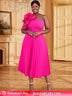rose big flower one shoulder dress for women plus size pleated dress