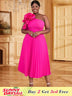 rose big flower one shoulder dress for women plus size pleated dress